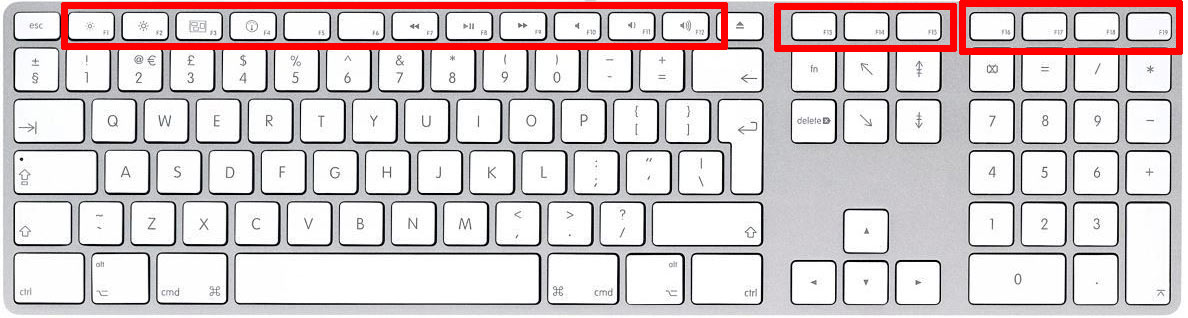 Функциональные клавиши на клавиатурах Apple имеют не 12, а 19 F-клавиш